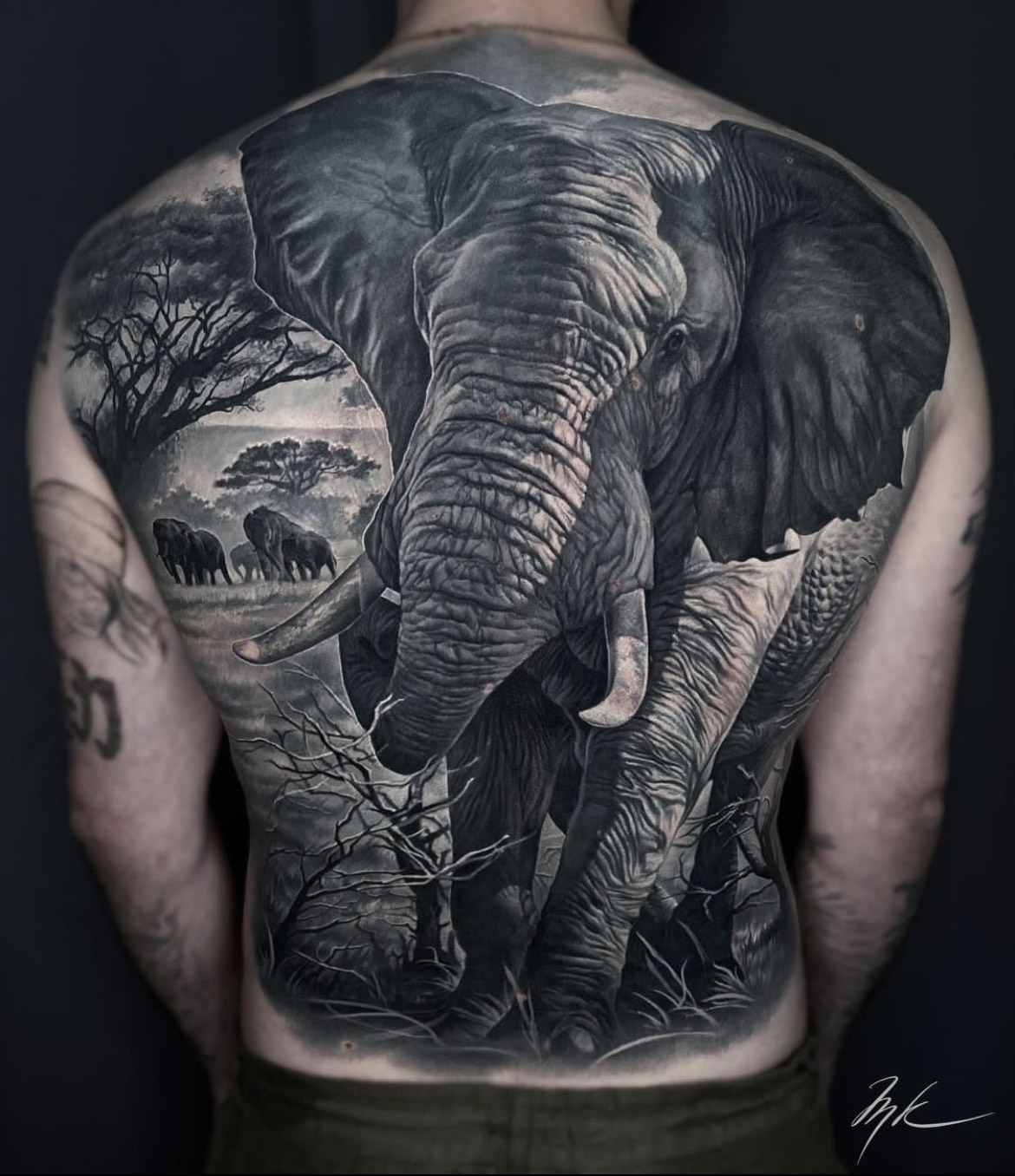 Elefanten Motiv in Black and Grey